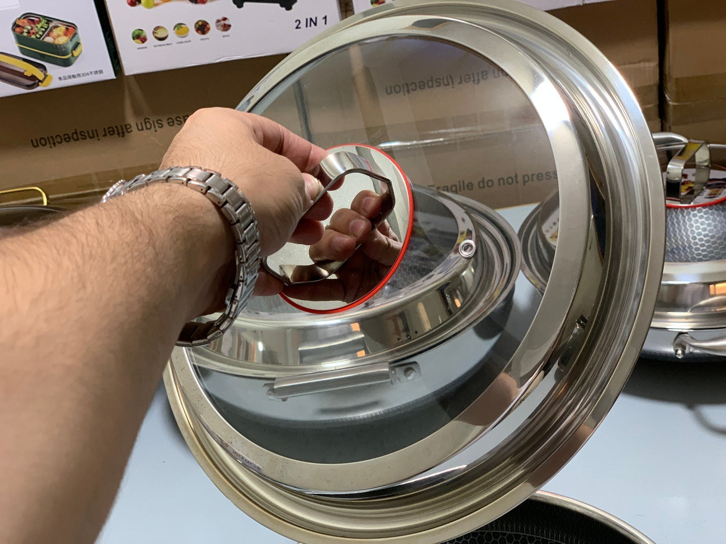 HoneyComb Laser Coating deep karahi/Handi , Stainless Steel