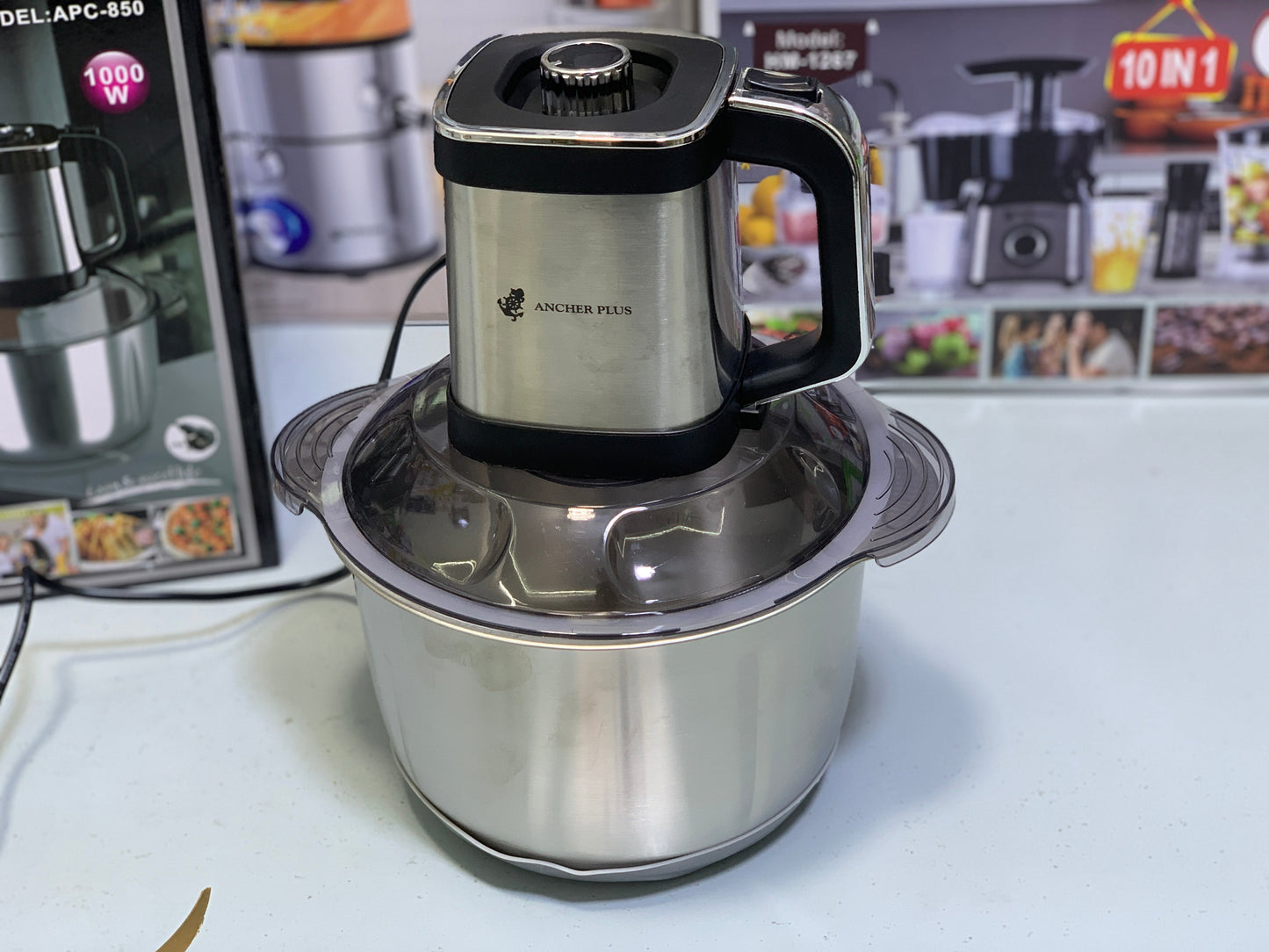 Ancher Plus Food Chopper and Grinder 5L and 1000w with Double Blades Model l: APC-850