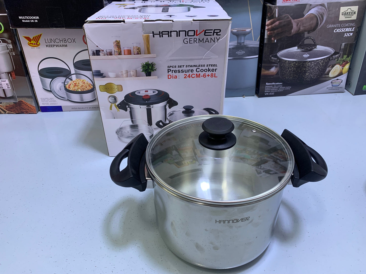 Hannover 3 in 1 18/10 Stainless Steel Pressure Cooker 6L and 8L
