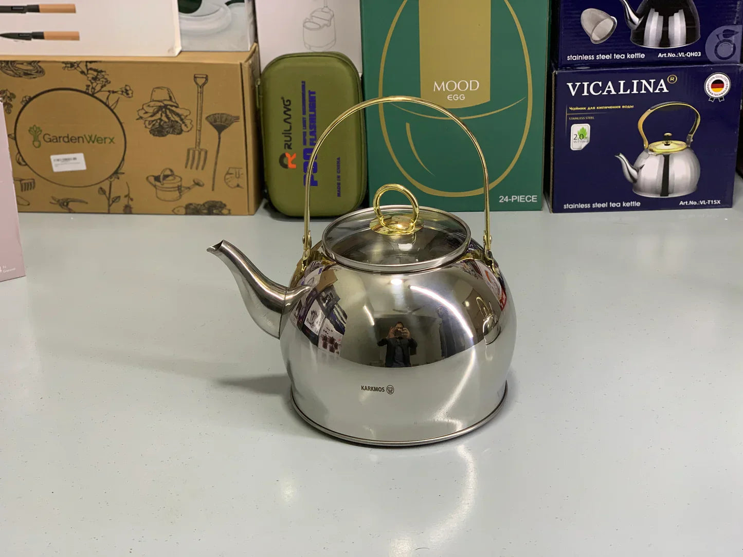 Karkmos Stainless Steel Kettle with Glass Lid (2.5L & 3L)
