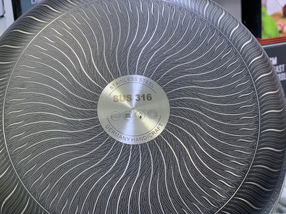 Laser Coating Frying Pan Stainless Steel Honeycomb Pattern Skillet without Lid