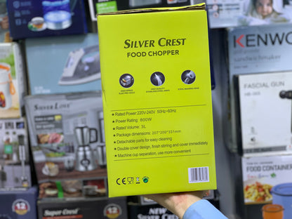 Silver Crest Food Chopper – 3L Capacity | 800W | Powerful and Efficient Kitchen Appliance