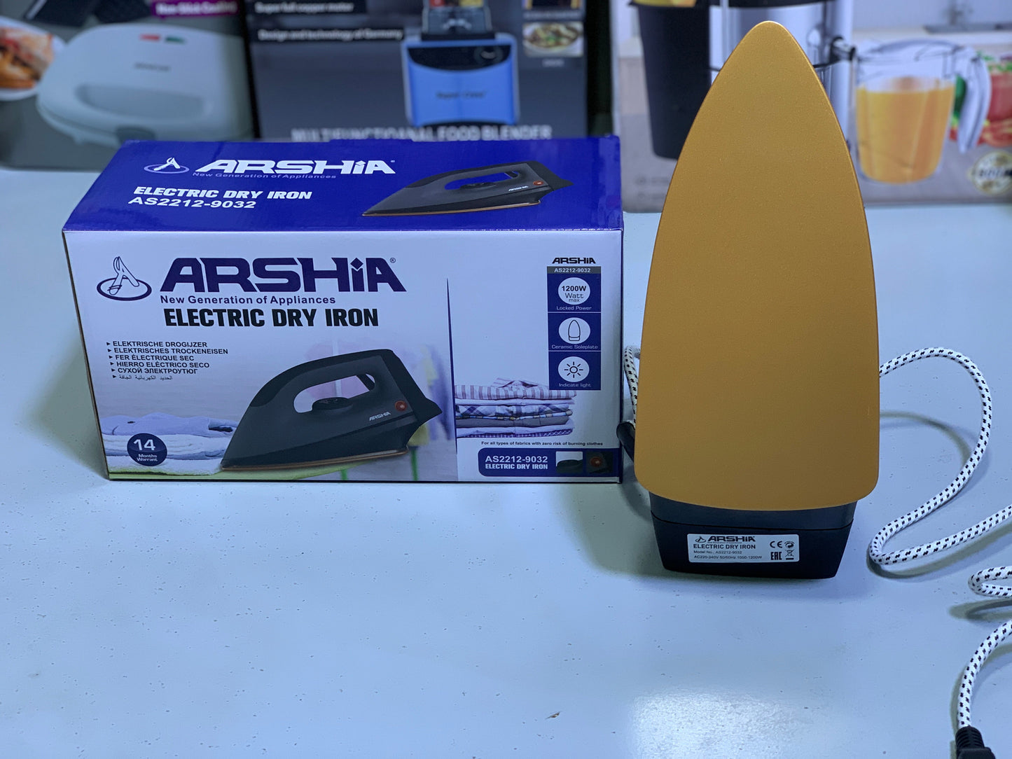 Arshia Electric Dry iron 1200w , Ceramic Non Stick Soleplate