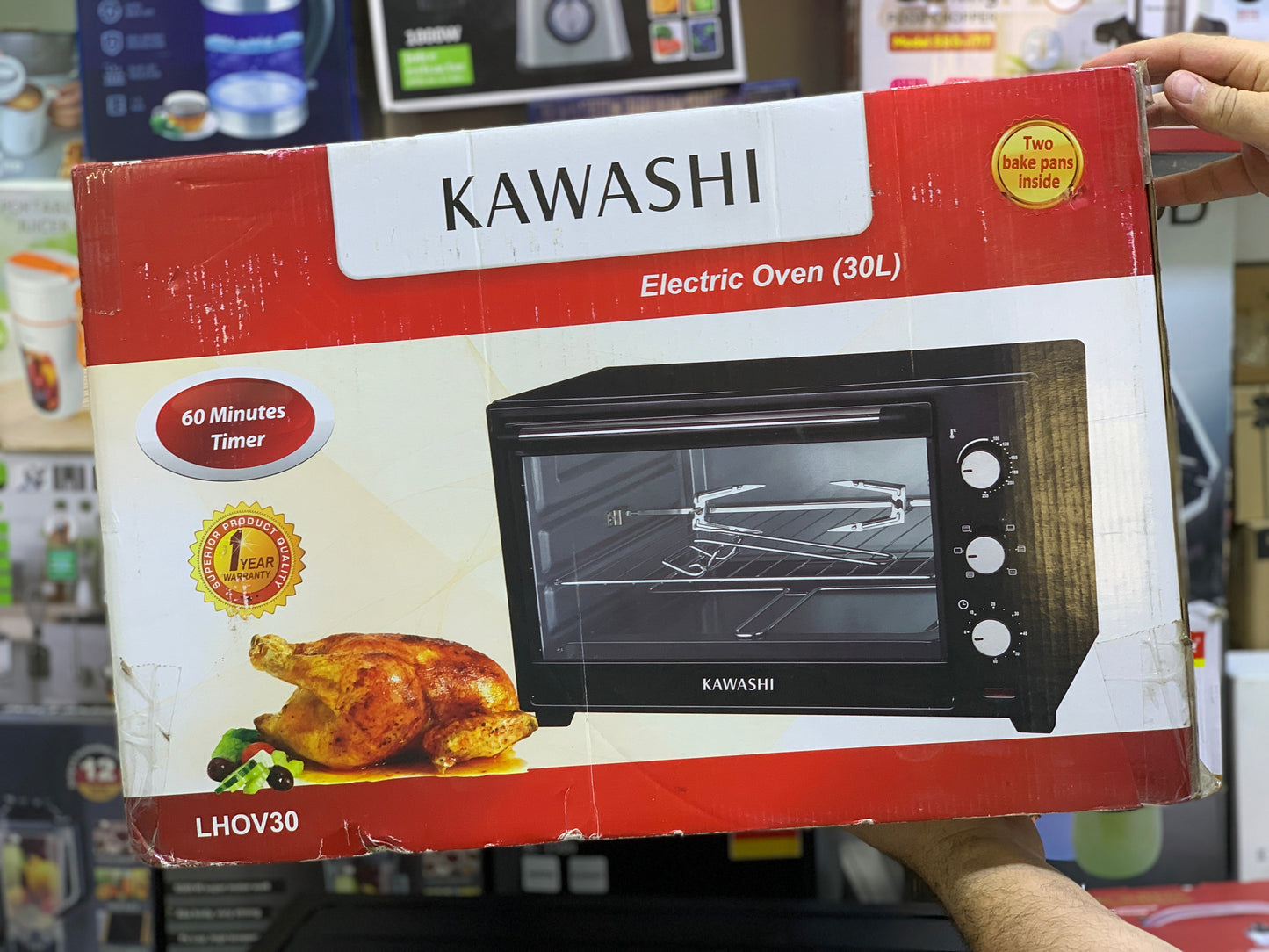 Kawashi Electric Oven – 30L Capacity | 1600W | Rotisserie Function & 6 Heating Stages