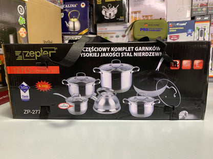 Zepter Brand 12 Pieces Cookware Set Stainless Steel