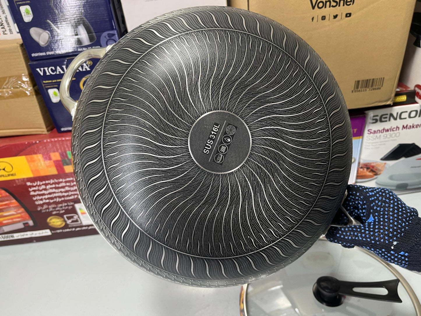 HoneyComb Laser Coating Deep Frying Pan