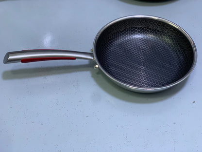 Laser Coating Frying Pan Stainless Steel Honeycomb Pattern Skillet without Lid