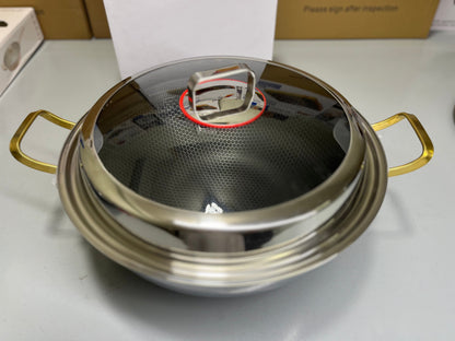 Laser Coating Handi / Karaai with Golden and Blue Handles