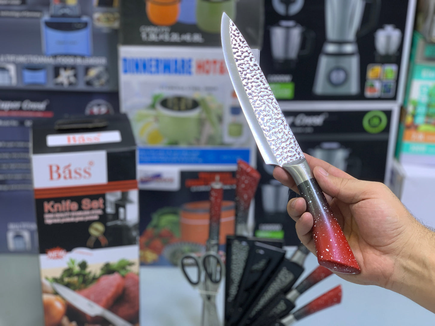 Bass Kitchen Knife Set 8 Pieces with Rotating and Folding Stand