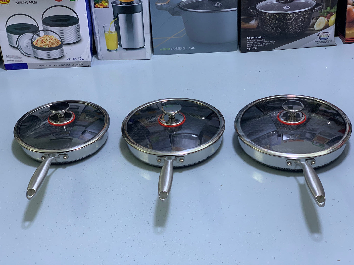 Shallow Frypan with Lid Laser Coating SUS 316