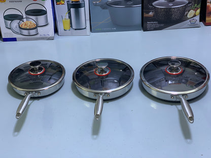 Shallow Frypan with Lid Laser Coating SUS 316