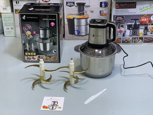 Ancher Plus Food Chopper and Grinder 5L and 1000w with Double Blades Model l: APC-850