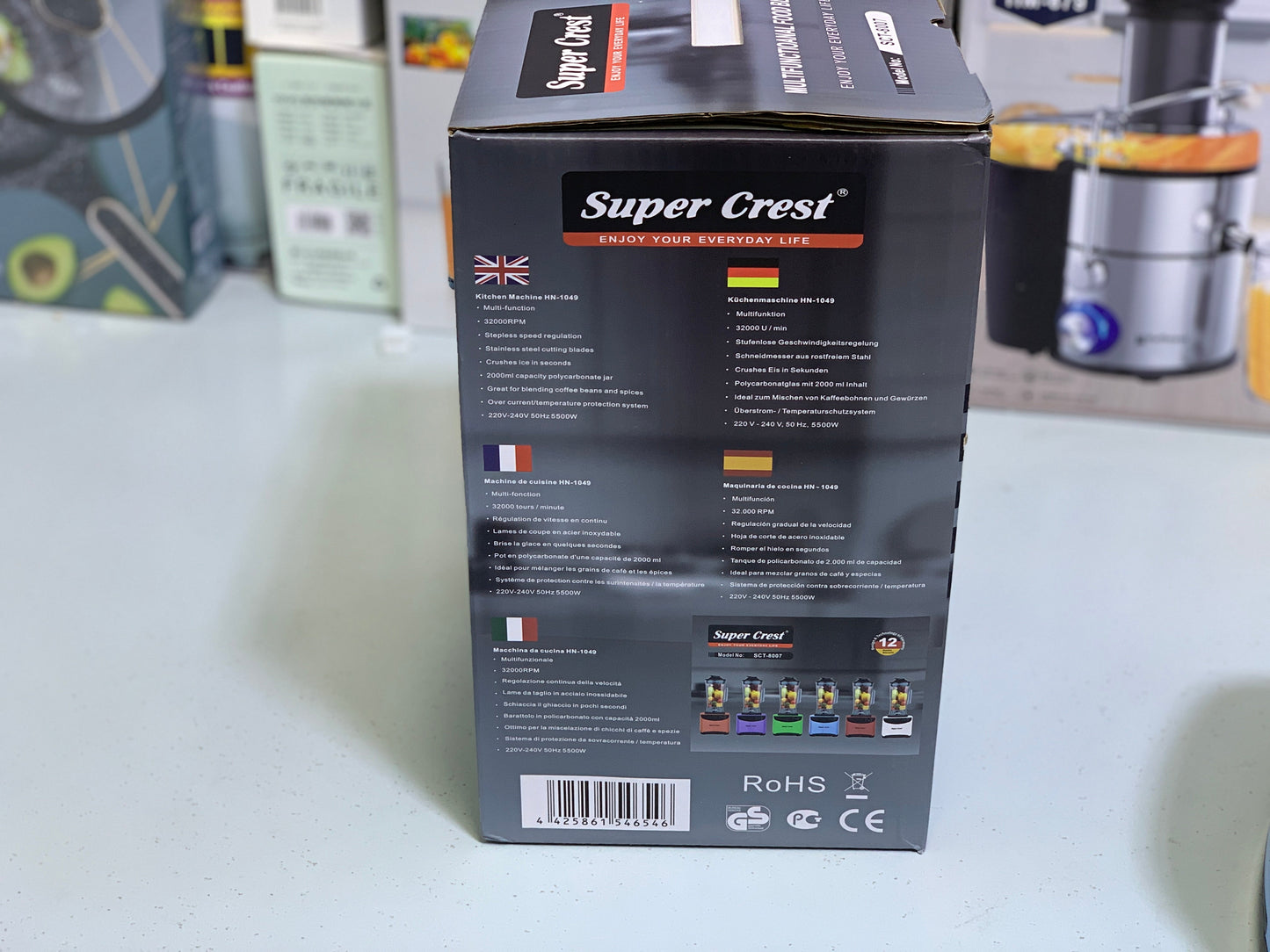 Super Crest Blender 5500w Stainless Steel Blades and Unbreakable Jug Model: SCT-8007