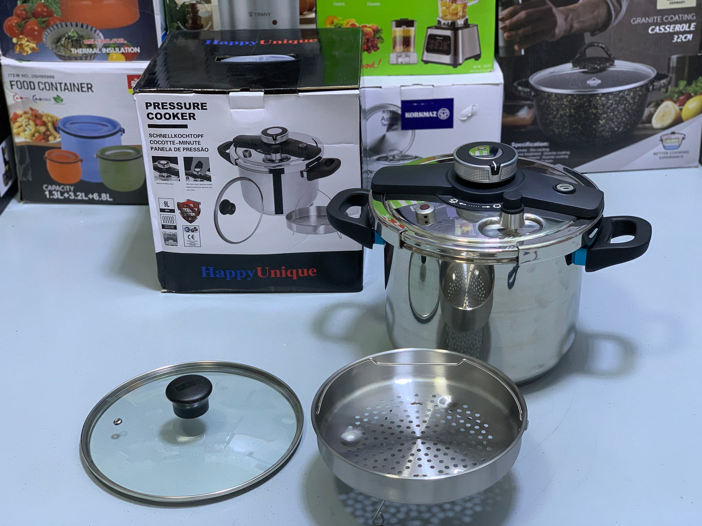 happpy unique 9L 2 in 1 Pressure Cooker Stainless Steel