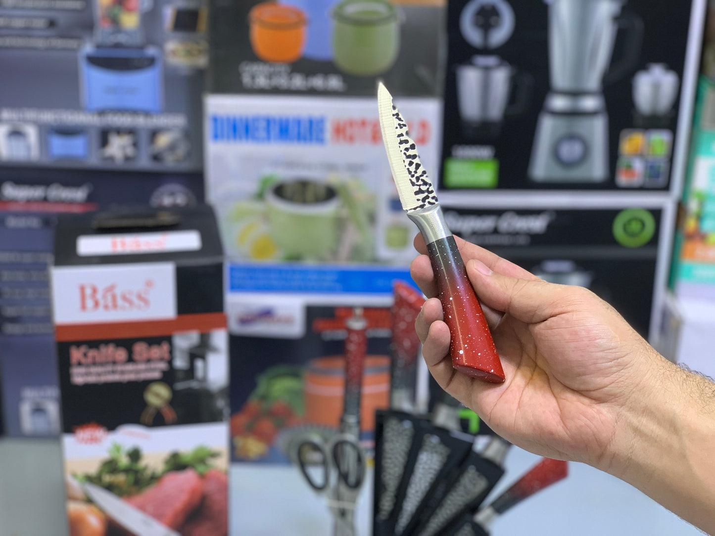 Bass Kitchen Knife Set 8 Pieces with Rotating and Folding Stand