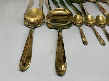 Pack Of 84 Pieces Golden Cutlery Set For 18 Persons