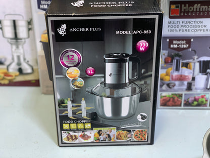 Ancher Plus Food Chopper and Grinder 5L and 1000w with Double Blades Model l: APC-850