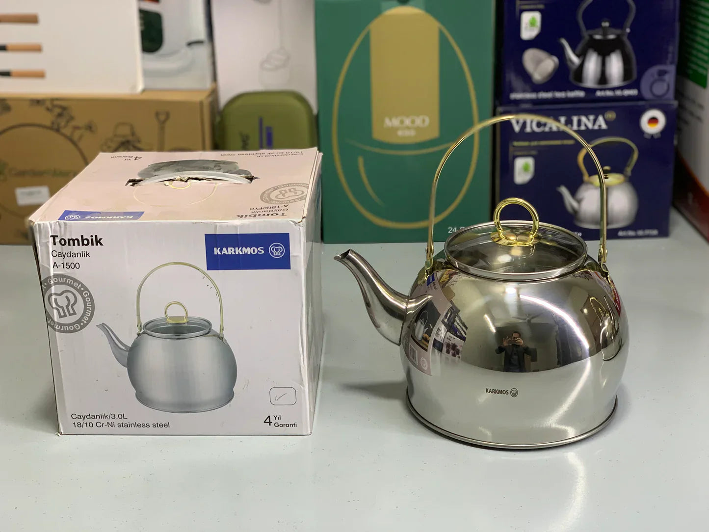 Karkmos Stainless Steel Kettle with Glass Lid (2.5L & 3L)