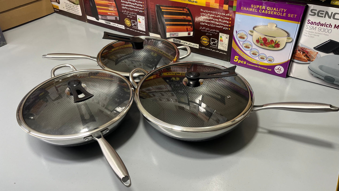 HoneyComb Laser Coating Deep Frying Pan