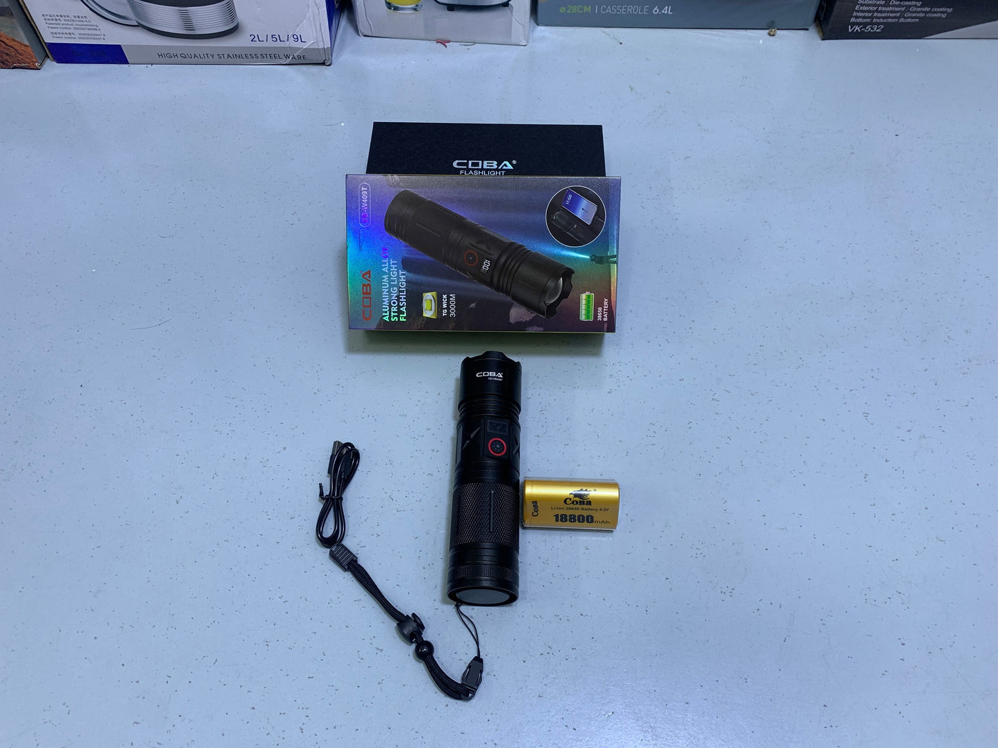 COBA Handheld Torch Model: CB-W409T Rechargeable Flashlight