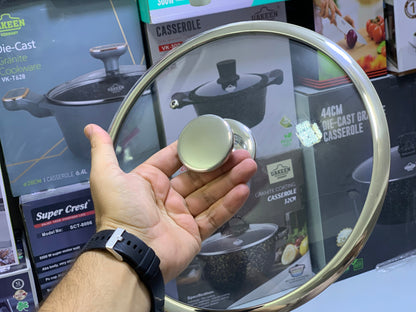 Laser Coating Shallow Type Casserole Handi- Shape Stainless Steel (Size:26cm)