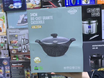 Uakeen Germany 34cm Die-Cast Granite Casserole – Premium Non-Stick Cookware for Modern Kitchens