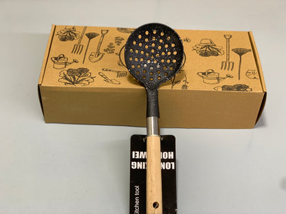 Kitchen Silicon 3 in 1 Spoon Set  Wooden Hand