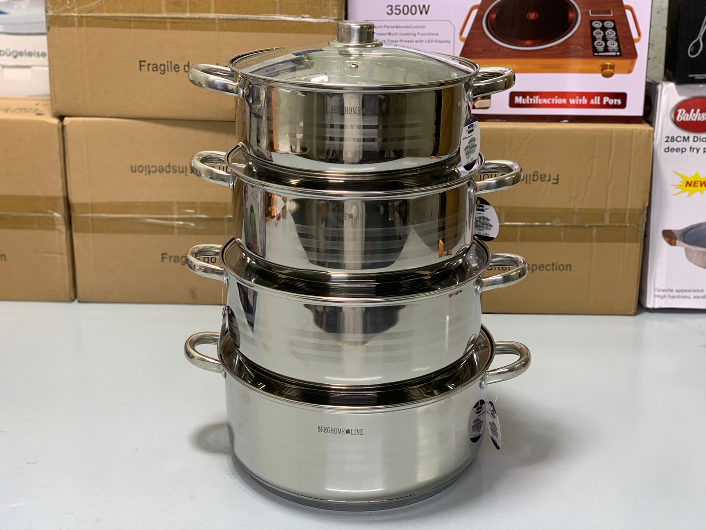 BERGHOME 8PCS Cookware Set | 8 Pieces Stainless Steel Cookware Set