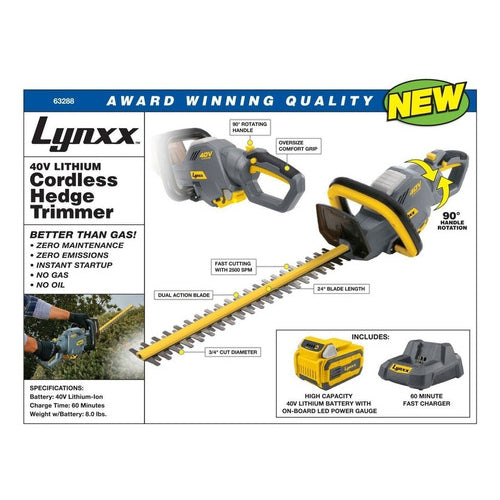 Import USA Lynxx Cordless Hedge Trimmer 40V