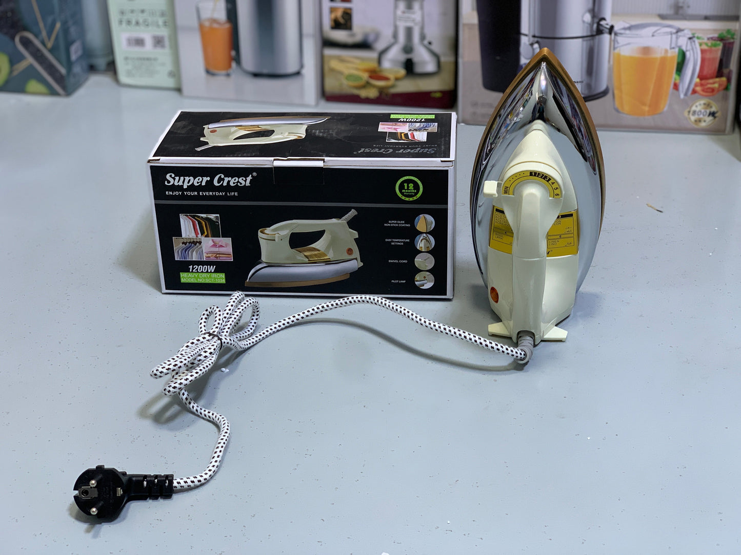 Super Crest Dry Iron 1200w  Power Consumption  Model SCT: 1034