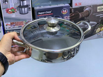 Laser Coating Shallow Casserole Honeycomb pattern And Non Stick (Size:26cm)