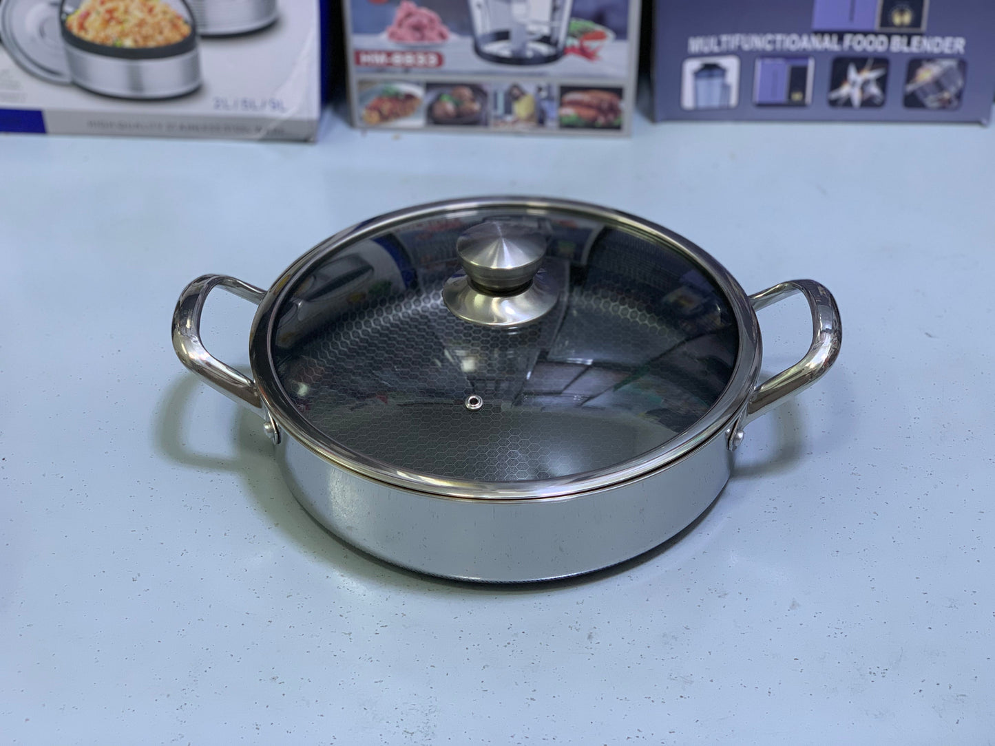 Laser Coating Shallow Casserole Honeycomb pattern And Non Stick (Size:26cm)
