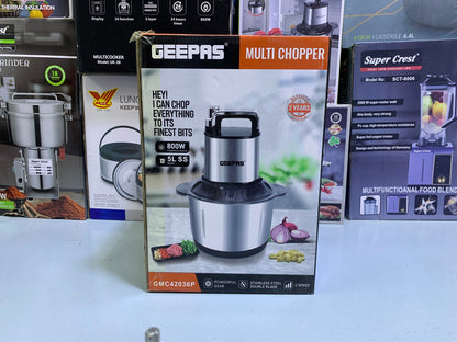 Geepas Multi Chopper 800w and 5L Stainless Steel Double Blades