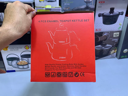 Turkish GuzelEmaye  2 Pieces Enamel Teapot kettle 1000ml and 2100ml