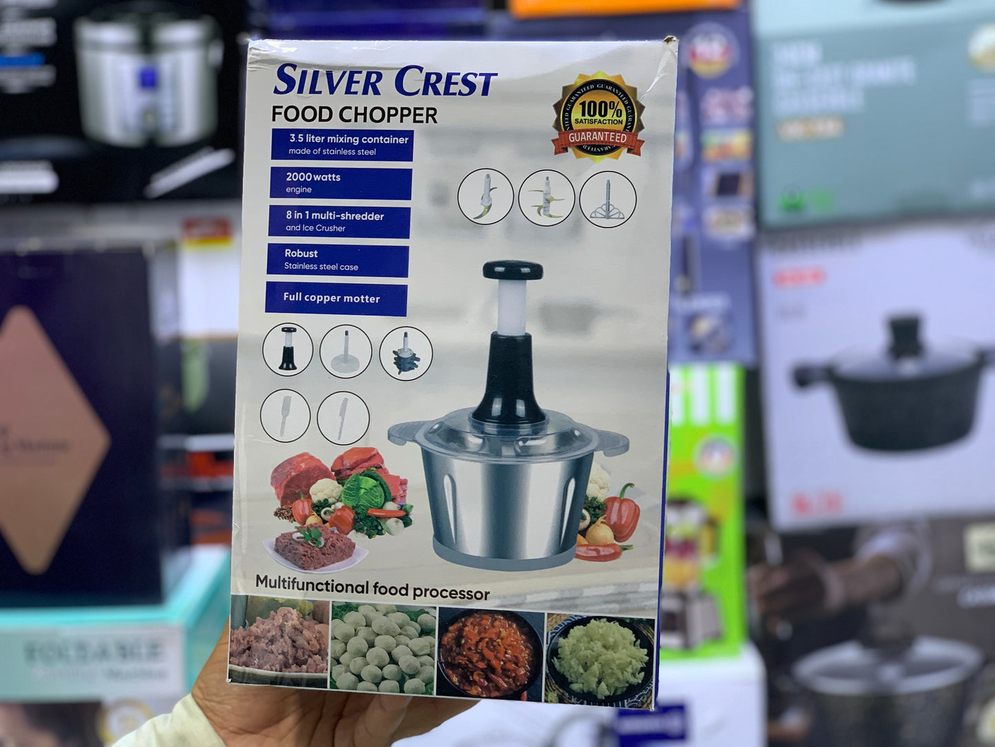 Silver crest 8 in 1 Food Chopper , Lasi Maker and Manual Chopper Full Copper Motor