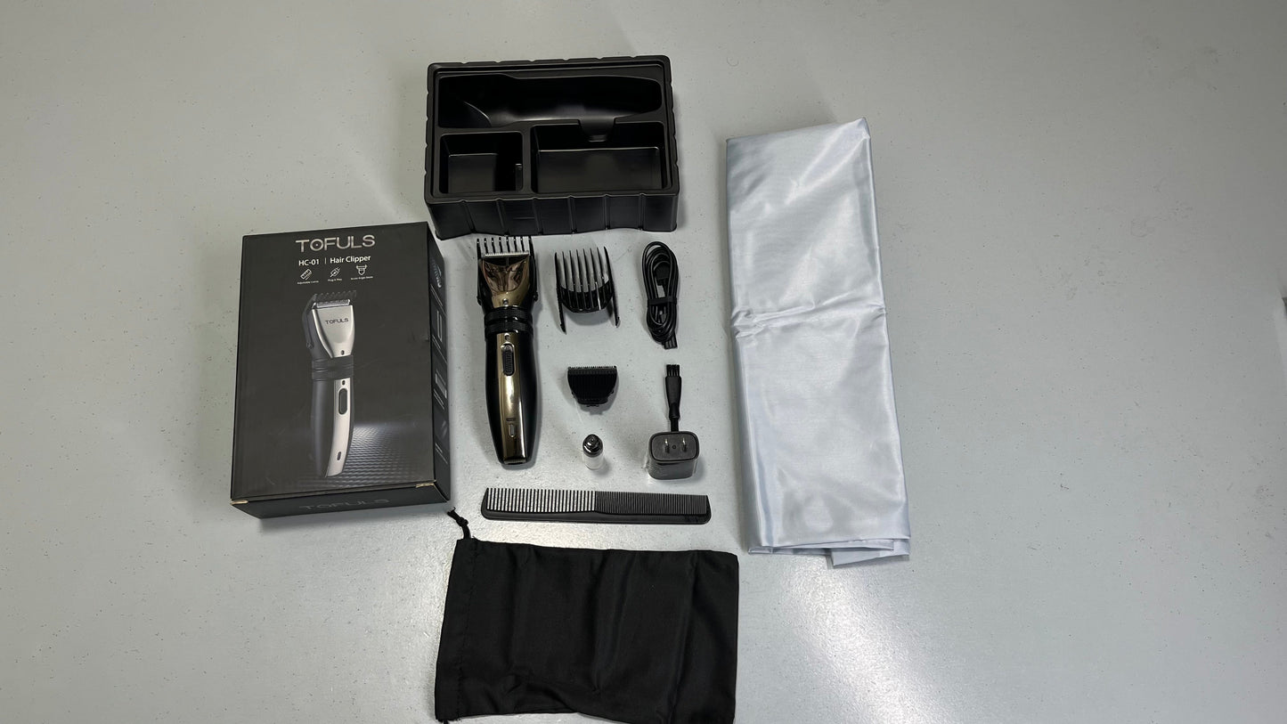 TOFULS Brand Professional Hair Clipper with Essentials Tools