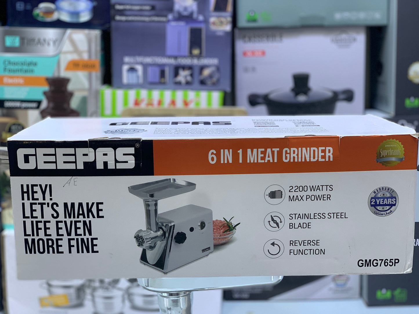Original Geepas 6 in 1 Meat grinder 2200w with reverse function