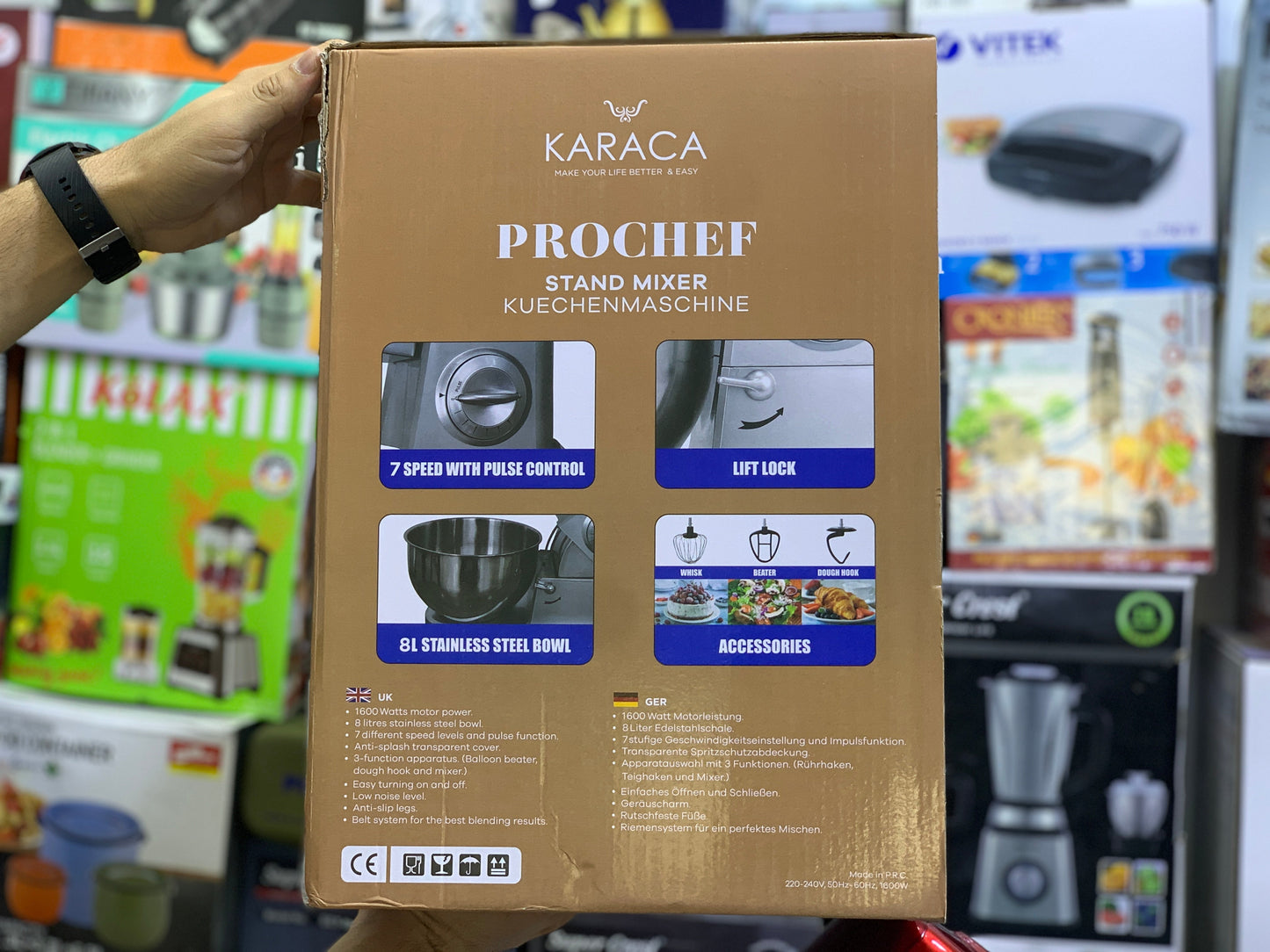Karaca Prochef Stand Mixer – 8L Bowl | 1600W Motor | Metal Gear System