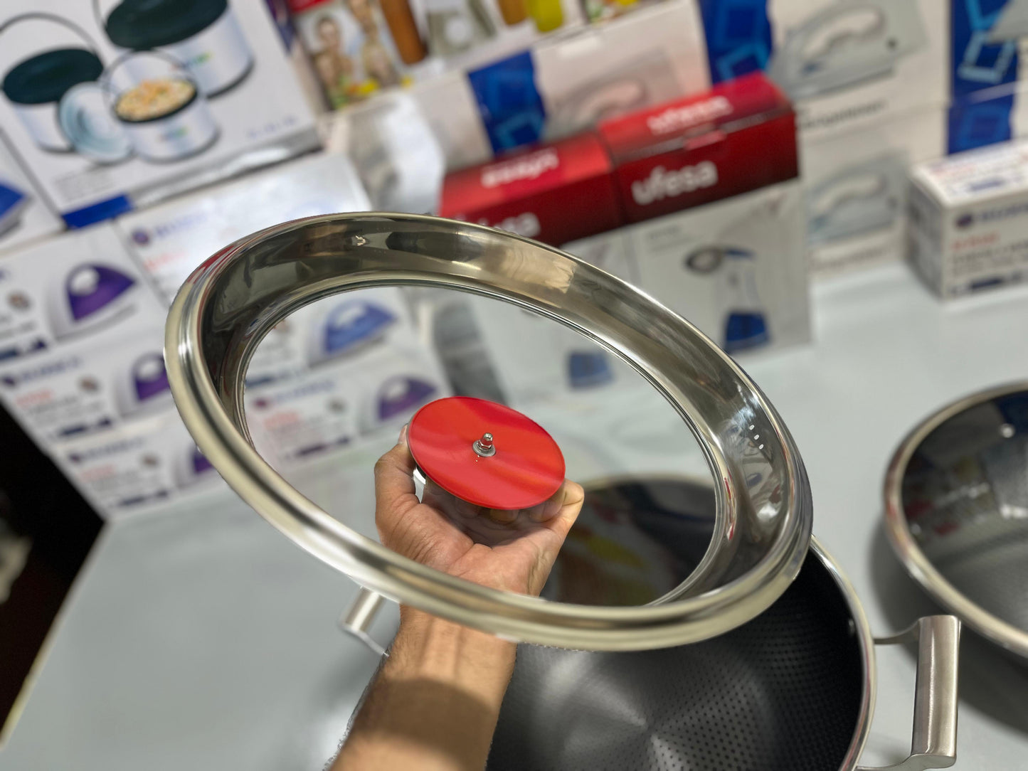 HoneyComb Laser Coating deep karahi/Handi , Stainless Steel