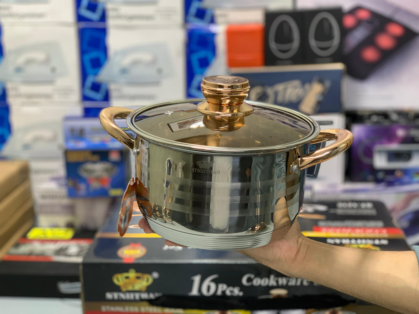 Imported 16 Pieces STNIITHAN Stainless Steel Cookware Set