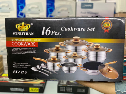 Imported 16 Pieces STNIITHAN Stainless Steel Cookware Set