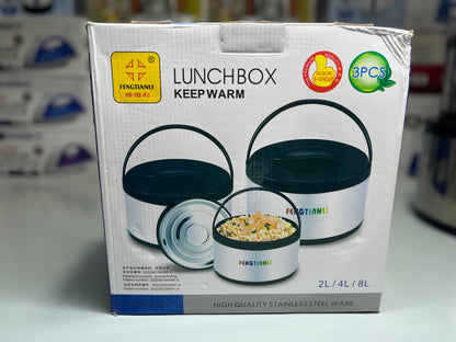 Imported Premium 3-Piece Lunch Box Set (2L, 4L, 8L)