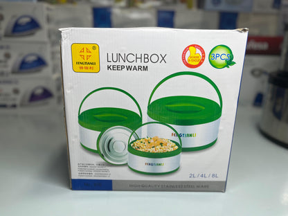 Imported Premium 3-Piece Lunch Box Set (2L, 4L, 8L)