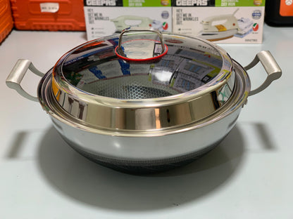 HoneyComb Laser Coating deep karahi/Handi , Stainless Steel