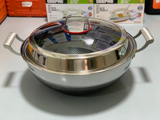 HoneyComb Laser Coating deep karahi/Handi , Stainless Steel