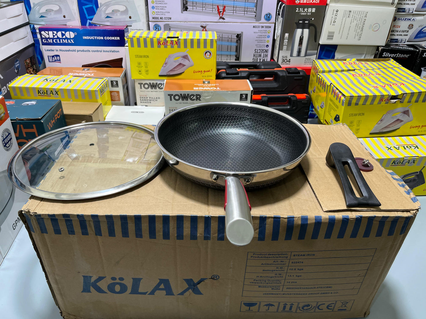 HoneyComb Double Laser Coating SHALLOW Frying Pan