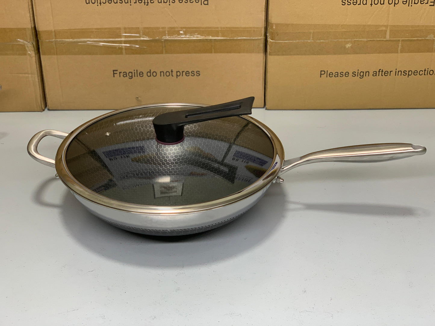 HoneyComb Laser Coating Deep Frying Pan