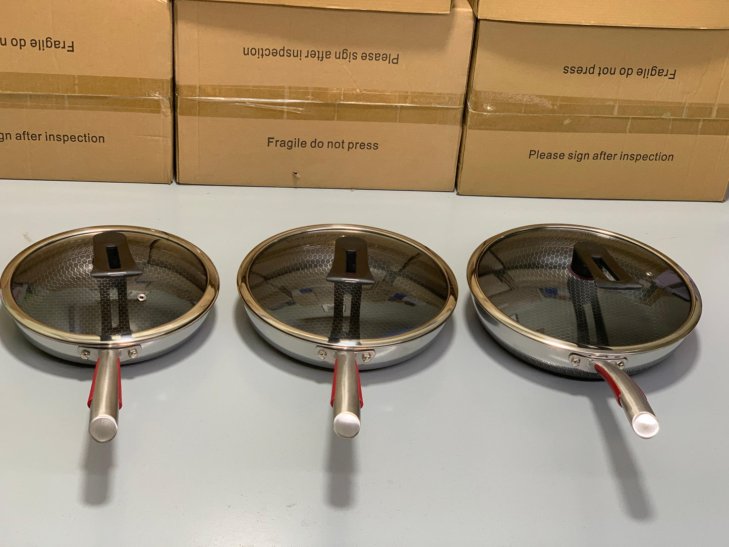 HoneyComb Double Laser Coating SHALLOW Frying Pan